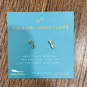 Lucky Feather Gold Arrow Earrings
